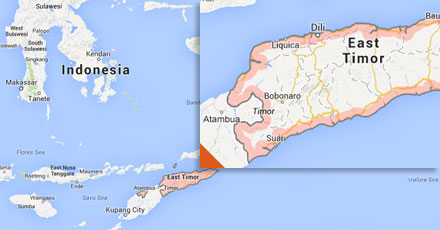 Timor Leste on a map
